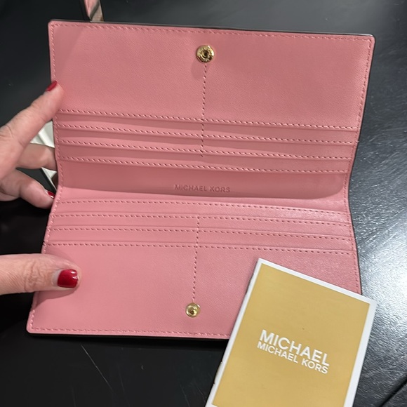 NWT MICHAEL KORS Reed Large Pebbled Leather Snap Wallet - Primrose (pink) - Picture 6 of 11